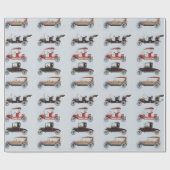 ヴィンテージカー赤い白い灰色の黒 ラッピングペーパー (フラット)