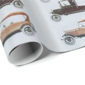 ヴィンテージカー赤い白い灰色の黒 ラッピングペーパー (ロールコーナー)