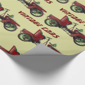 ヴィンテージカー赤い黄色の黒 ラッピングペーパー (角)