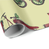 ヴィンテージカー赤い黄色の黒 ラッピングペーパー (ロールコーナー)