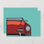 ヴィンテージカー赤グラフィック ポストカード (正面/裏面)
