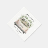 ヴィンテージカー赤面ピンクセージ花模様ブライダルシャワー スタンダードカクテルナプキン (角)