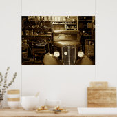 ヴィンテージカー車庫と修理店 ポスター (キッチン)