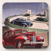 ヴィンテージカー、クラシックセダンのフリーウェイロードトリップ コースター (正面)