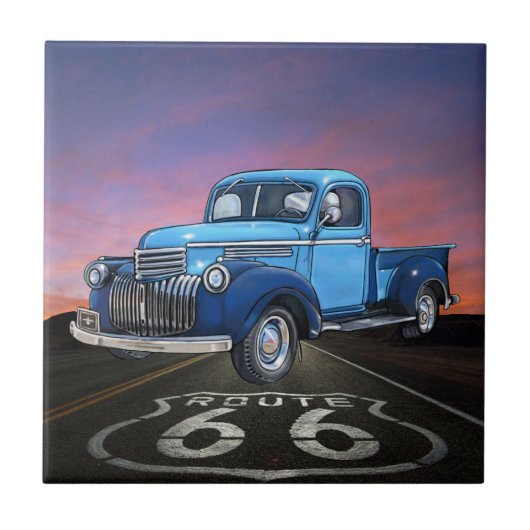 ヴィンテージカー – トラック – ルート66 - SRF タイル (正面)