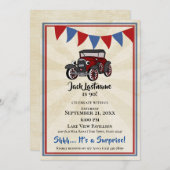 ヴィンテージカー&バンティンサプライズ誕生日 招待状 (正面/裏面)