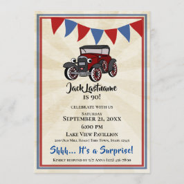 ヴィンテージカー&バンティンサプライズ誕生日 招待状