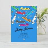 ヴィンテージカー！男の赤ちゃんシャワー招待状 招待状 (スタンド正面)