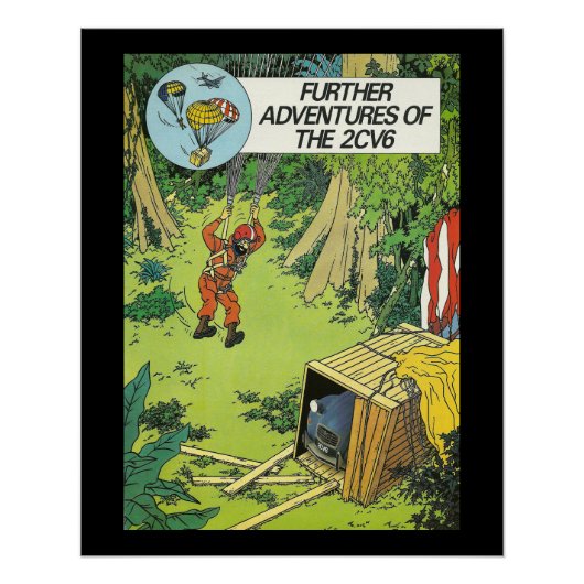 ヴィンテージカーCitroen 2cv in Italy Perfect Poster ポスター (正面)