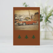 ヴィンテージカーT – バードホリデーフラットグリーティングカード カード (スタンド正面)