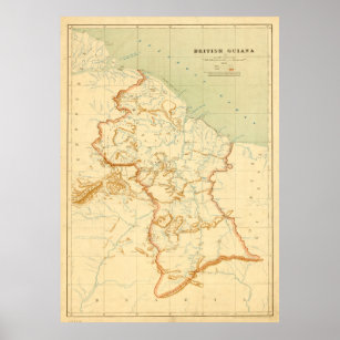ヴィンテージガイアナの地図(1908) ポスター