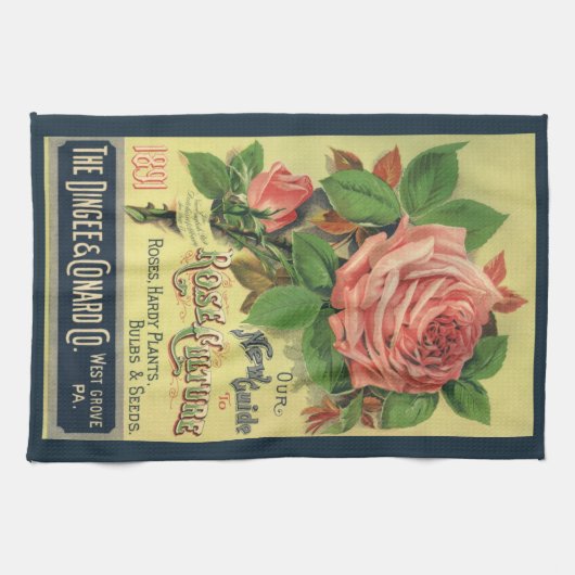 ヴィンテージガイドバラ文化本カバーアート1891 キッチンタオル (横)