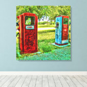 ヴィンテージガスポンプ撮影用帆布 キャンバスプリント (インサイチュ (ウッドフロア))