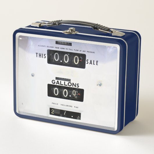 ヴィンテージガスポンプ顔 メタルランチボックス (正面)