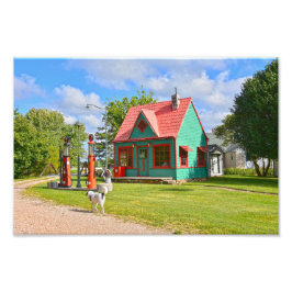 ヴィンテージガソリンスタンド、レッドオークII、ミズーリ フォトプリント           