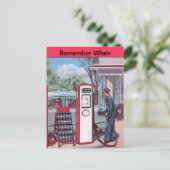 ヴィンテージガソリンスタンド、編集文字葉書 ポストカード (スタンド正面)