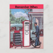 ヴィンテージガソリンスタンド、編集文字葉書 ポストカード (正面)