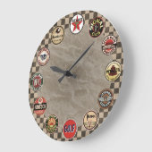 ヴィンテージガソリン印の柱時計 ラージ壁時計 (傾斜)