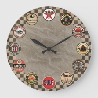 ヴィンテージガソリン印の柱時計 ラージ壁時計