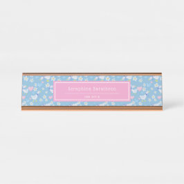 ヴィンテージガチョウパーソナライズされた模様 デスクネームプレート