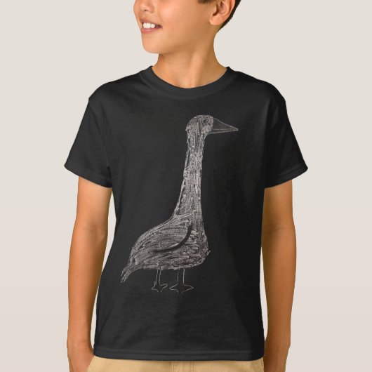 ヴィンテージガチョウTシャツ - 田舎家鳥のスケッチ Tシャツ (正面)