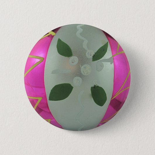 ヴィンテージガラスのクリスマスボールプレゼントデコ 缶バッジ (正面)