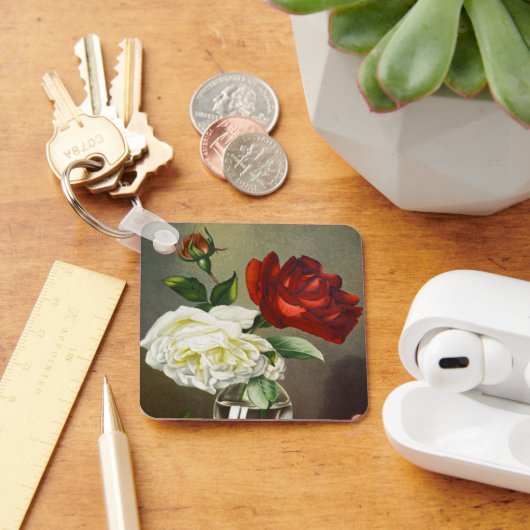 ヴィンテージガラスのバラ キーホルダー (デスク)