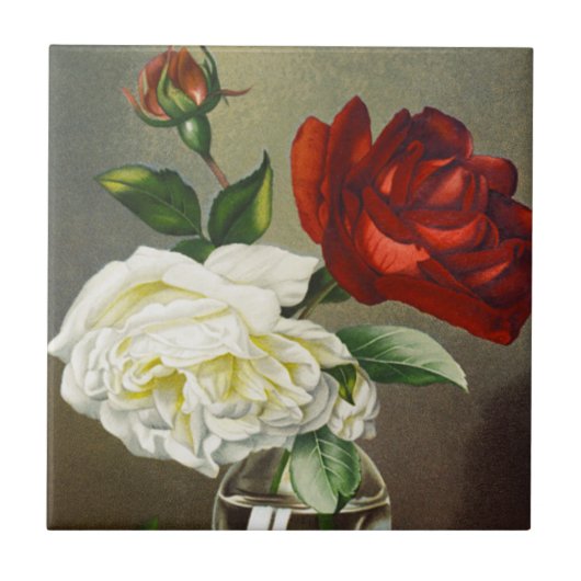 ヴィンテージガラスのバラ タイル (正面)