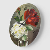 ヴィンテージガラスのバラ ラージ壁時計 (傾斜)