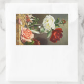 ヴィンテージガラスのバラ 長方形シール (バッグ)