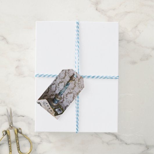 ヴィンテージガラスの燭台 ギフトタグ (より糸付き)