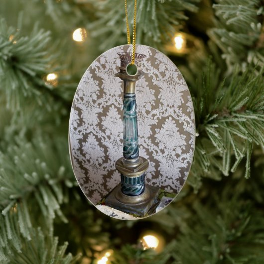 ヴィンテージガラスの燭台 セラミックオーナメント (ツリー)
