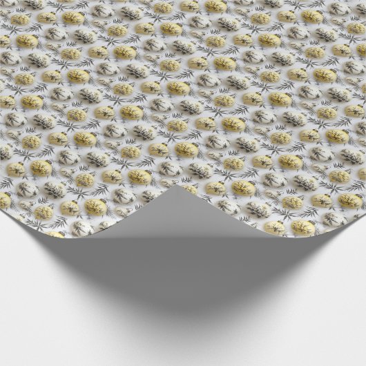 ヴィンテージガラスイエローオーナメント – マイムレスクリスマス ラッピングペーパー (角)