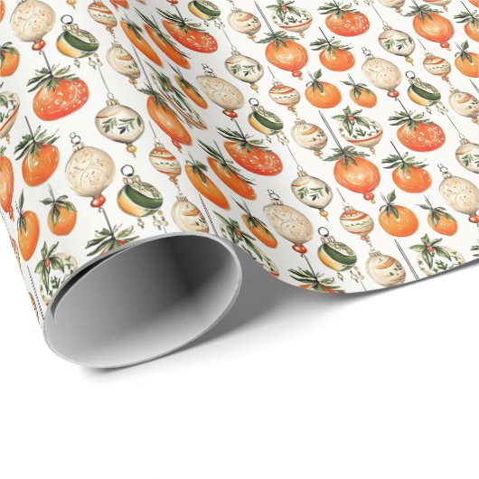 ヴィンテージガラスオーナメント – タイムレスオレンジ ラッピングペーパー (ロールコーナー)
