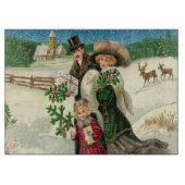 ヴィンテージガラス切断板クリスマスファミリー カッティングボード (正面)