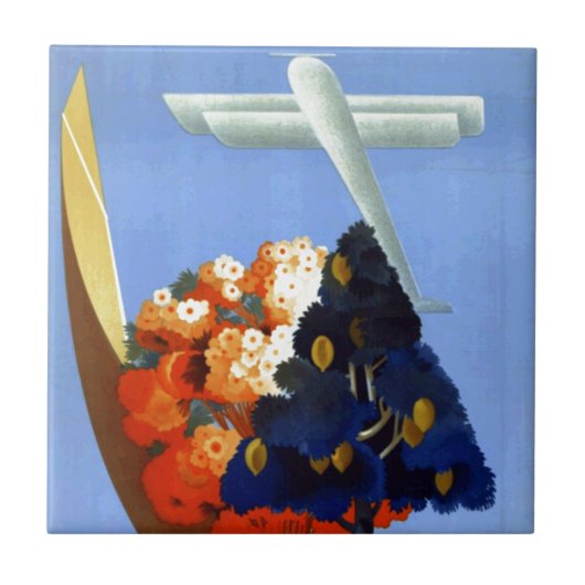 ヴィンテージガルダイタリアヨーロッパ航空旅行 タイル (正面)