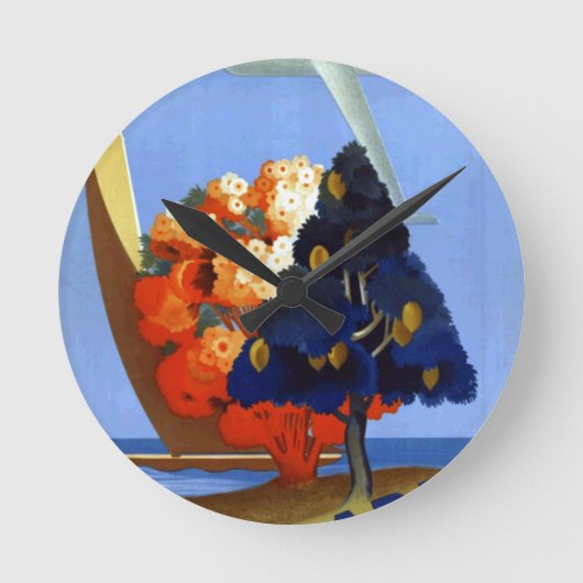 ヴィンテージガルダイタリアヨーロッパ航空旅行 ラウンド壁時計 (正面)