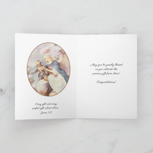 ヴィンテージガーディアンエンジェル男の赤ちゃんピンクローゼス カード (内部)