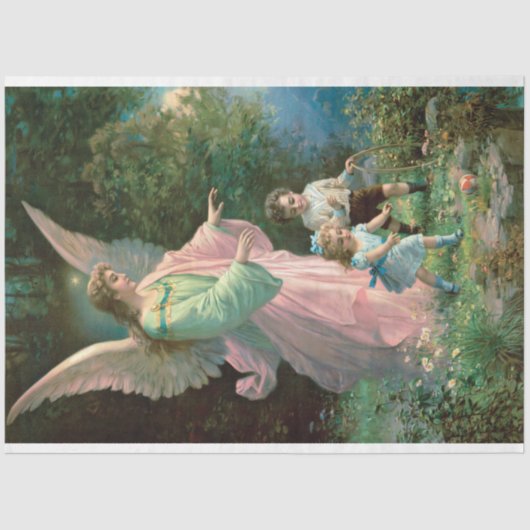 ヴィンテージガーディアンジェルズクリスチャンアート 薄葉紙 (正面)