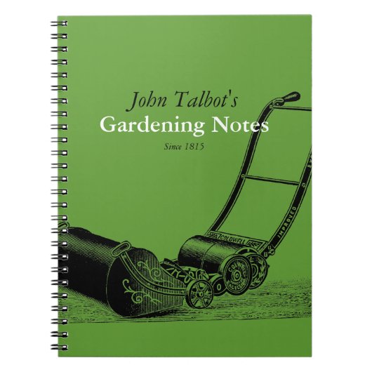 ヴィンテージガーデニングツール芝刈り機2ガーデンノート ノートブック (正面)