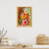 ヴィンテージガーデニングバラ花種子カタログ ポスター (キッチン)