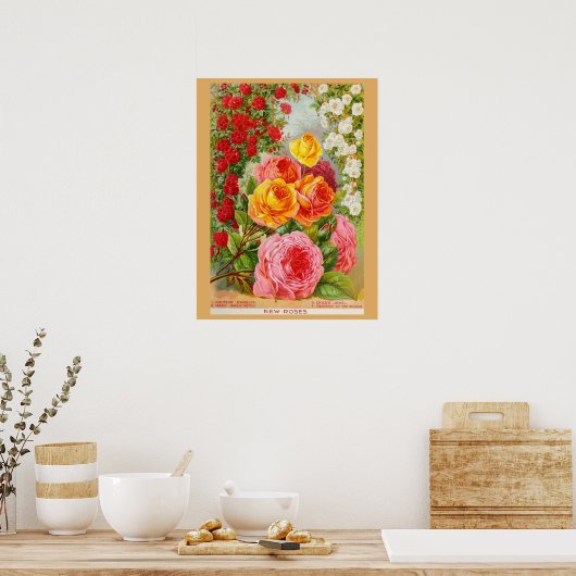 ヴィンテージガーデニングバラ花種子カタログ ポスター (キッチン)