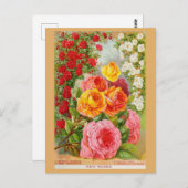 ヴィンテージガーデニングバラ花種子カタログ ポストカード (正面/裏面)