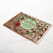 ヴィンテージガーデンアールヌーボーバラ金ゴールド 箔招待状 (回転した状態)