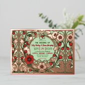 ヴィンテージガーデンアールヌーボーバラ金ゴールド 箔招待状 (立ち正面)