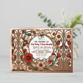 ヴィンテージガーデンアールヌーボーバラ金ゴールド 箔招待状 (立ち正面)