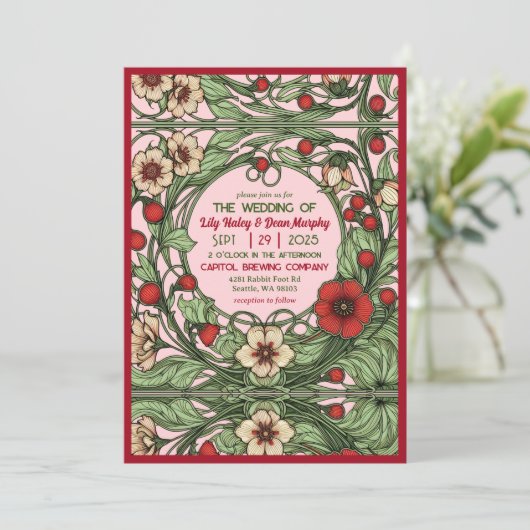 ヴィンテージガーデンアールヌーボー結婚式招待状 招待状 (スタンド正面)