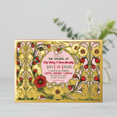 ヴィンテージガーデンアールヌーボー金ゴールド 箔招待状 (立ち正面)