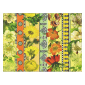 ヴィンテージガーデンイエローフローラ植物学 テーブルクロス (正面(横))