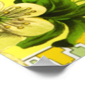 ヴィンテージガーデンイエローフローラ植物学 ポスター (角)